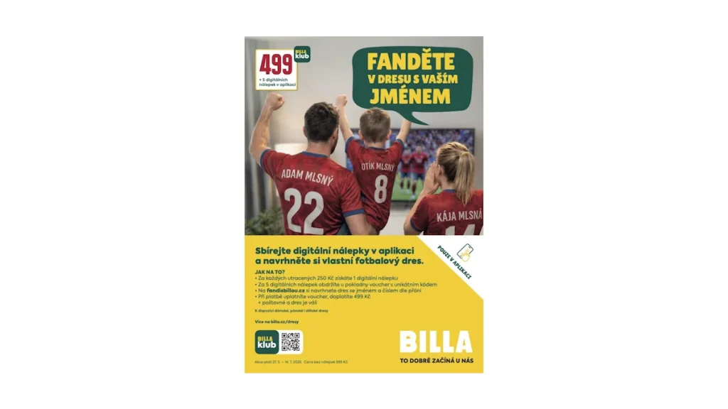 Vytvořte si vlastní fotbalový dres s BILLA
