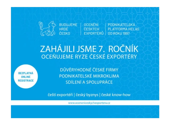 Přihlaste se do Ocenění českých exportérů